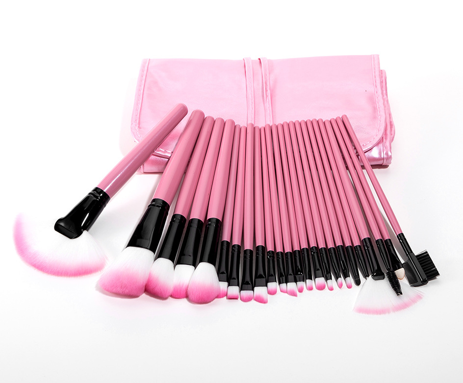 Multi Functional 24pcs pink Black Wooden PU Makeup Brushes Set Tools Complete Set Cosmetic Makeup Brush
