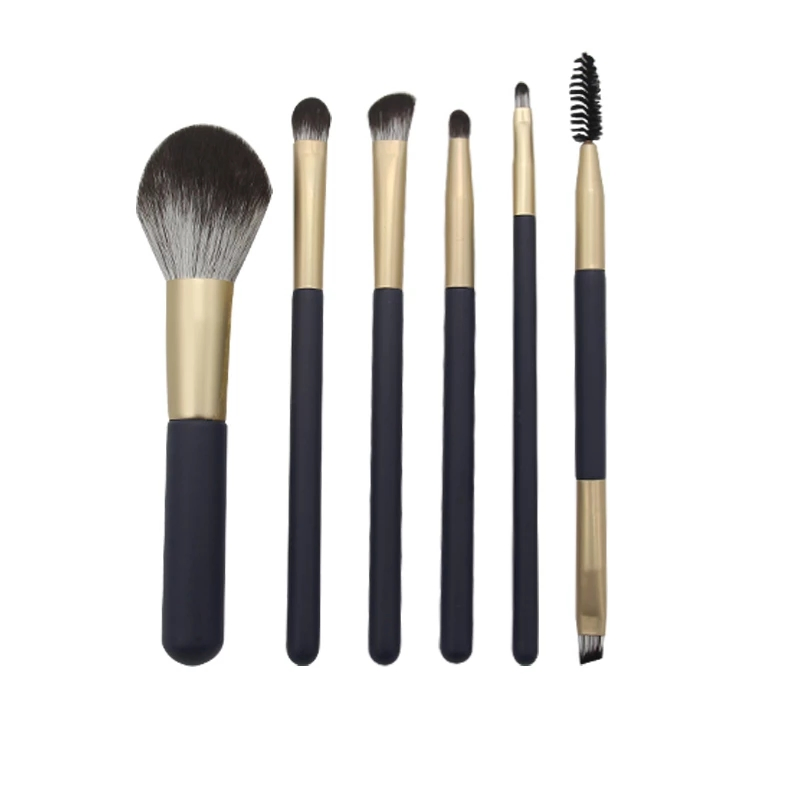 6 PCS Makeup Brushes Set Premium Synthetic Kabuki Foundation Blending Face Powder Mineral Eyeshadow Make up