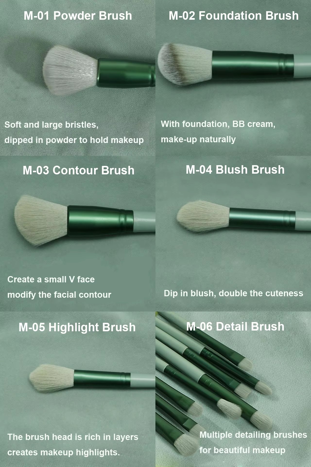 Green Handle Brushes