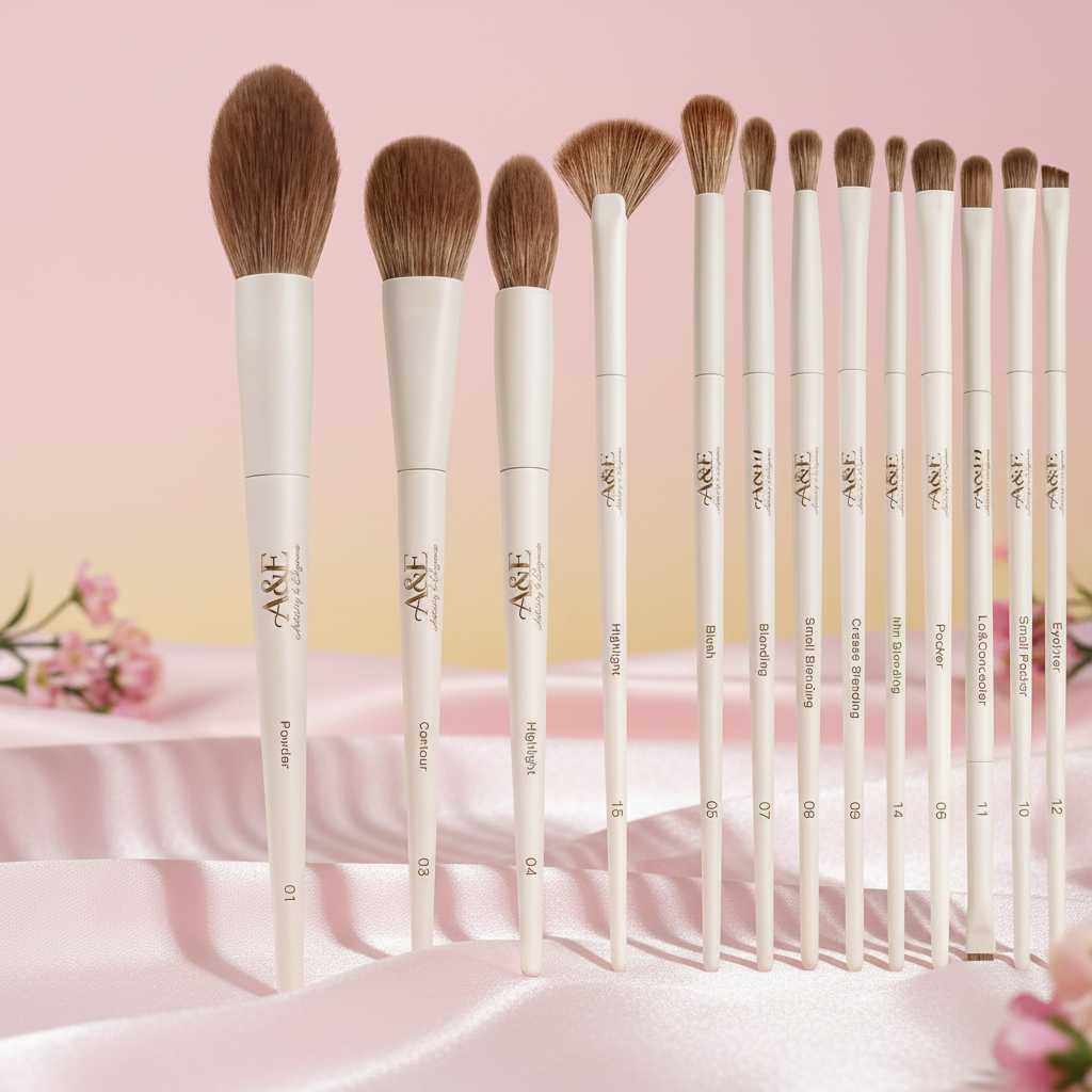 Professional Makeup Brush Set 12 Piece Synthetic Hair Face and Eye Brushes Blush Eyeliner Contour Highlight Foundation