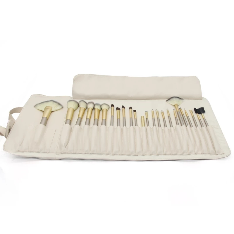 24 PCS Gold Soft Synthetic Hair Eyeliner Blending Eyebrow Brush Mascara Brush Cosmetic Beauty Makeup Brush Set