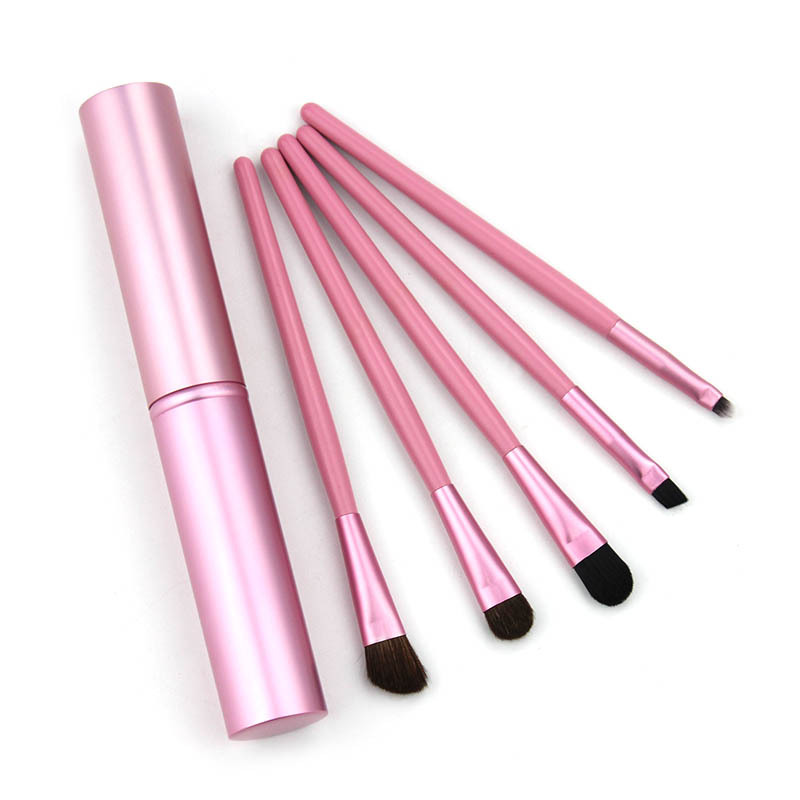 5pcs/set Eye Makeup Brushes Set Eyeshadow Eye Liner Shadow Lip Brushes Kit Pony Hair Face Makeup Tool Tube Holder 4 Colors