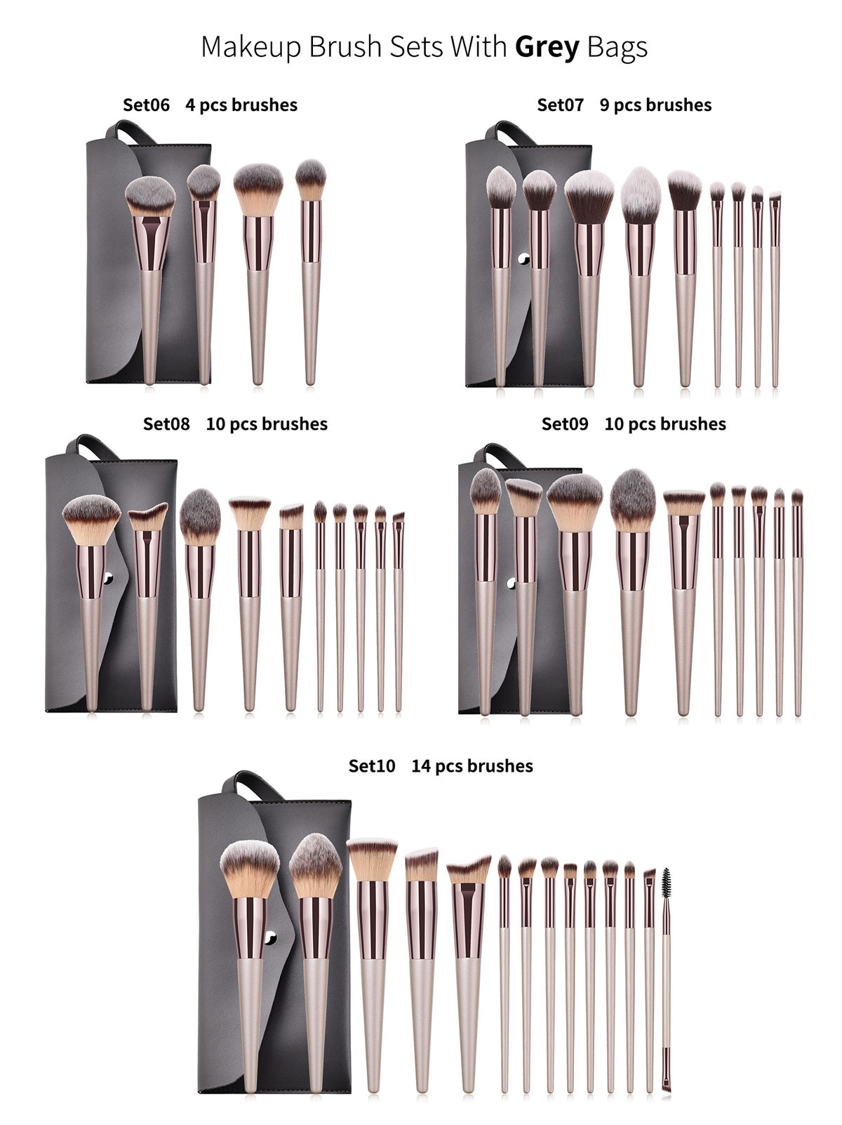 Wholesale Private Label Black High Quality Vegan Eye Shadow Face Makeup Brush Set