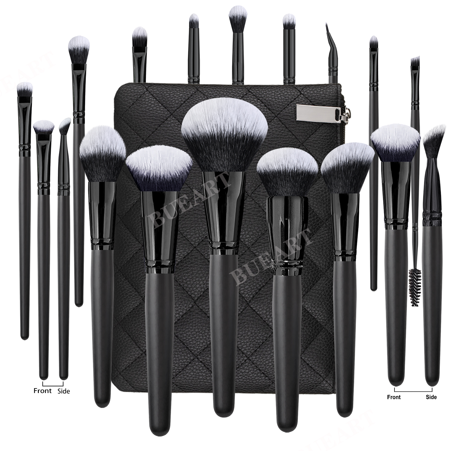 DailyQueen ELF 16pcs High Quality Matte Black Wood Handle Nano Hair Concealer Brushes High Quality Custom logo