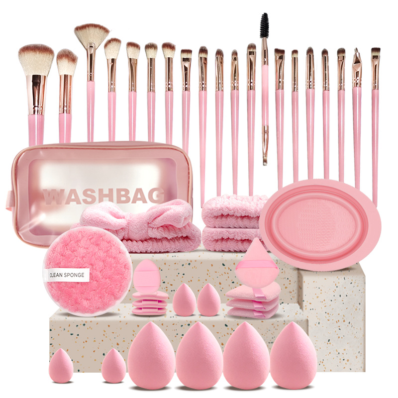 65Pcs Black Professional Makeup Brush Set Plastic Handles Synthetic Hair-Multi-functional Facial Eye Tools Case Customizable