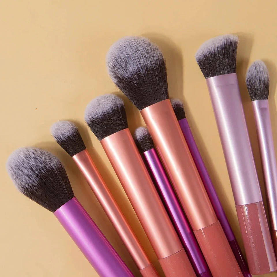 Makeup Brush Kit Soft 8pcs Synthetic Hair Face Foundation Blush Eyeshadow Plastic Handle Cosmetic Tools