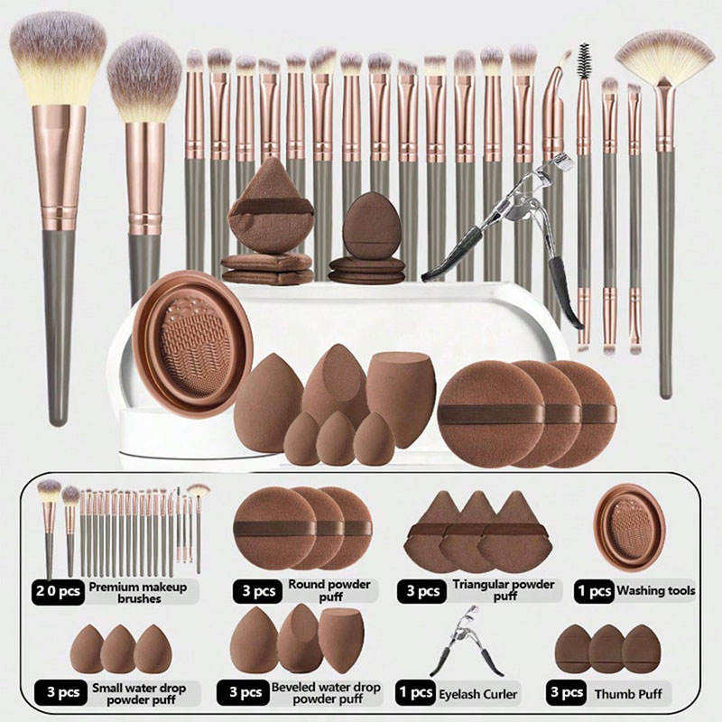 20-Piece Professional Large Combination Facial Cleansing Eyeshadow Blush Makeup Brush Set with Eyeliner Eyebrow Pencil for Face