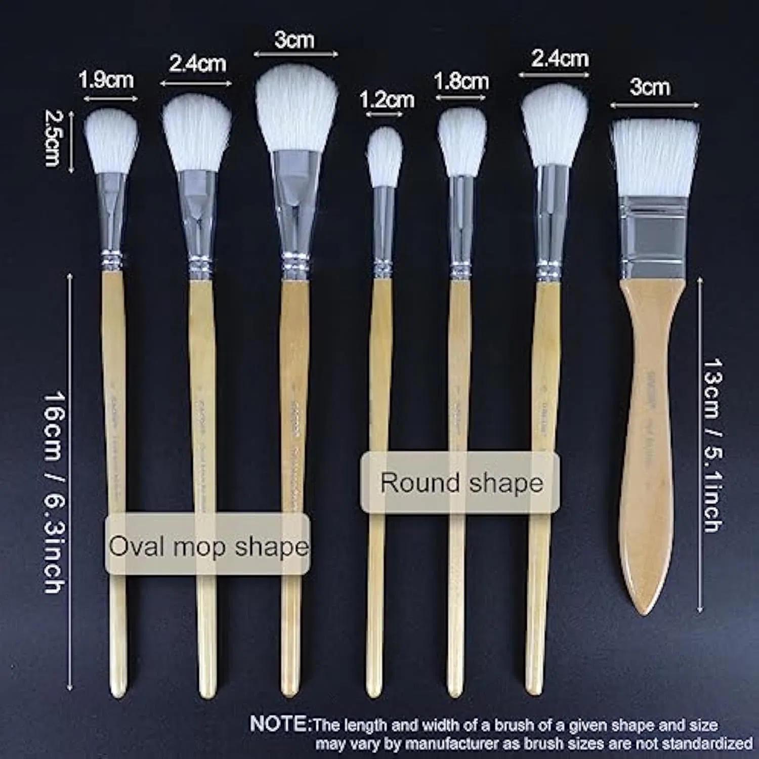 Gilding Brush Set, Versatile Goat Hair Blending Mop Brushes for Acrylic Painting