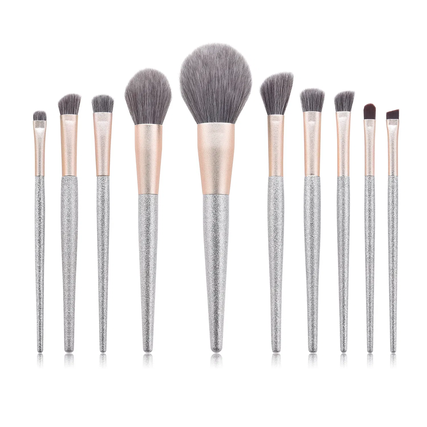 OEM Custom Cosmetic 10PCS Travel Luxury Private Label Face Eye Soft Dense Synthetic Hair Wood Handle Cosmetic Makeup Brushes Set