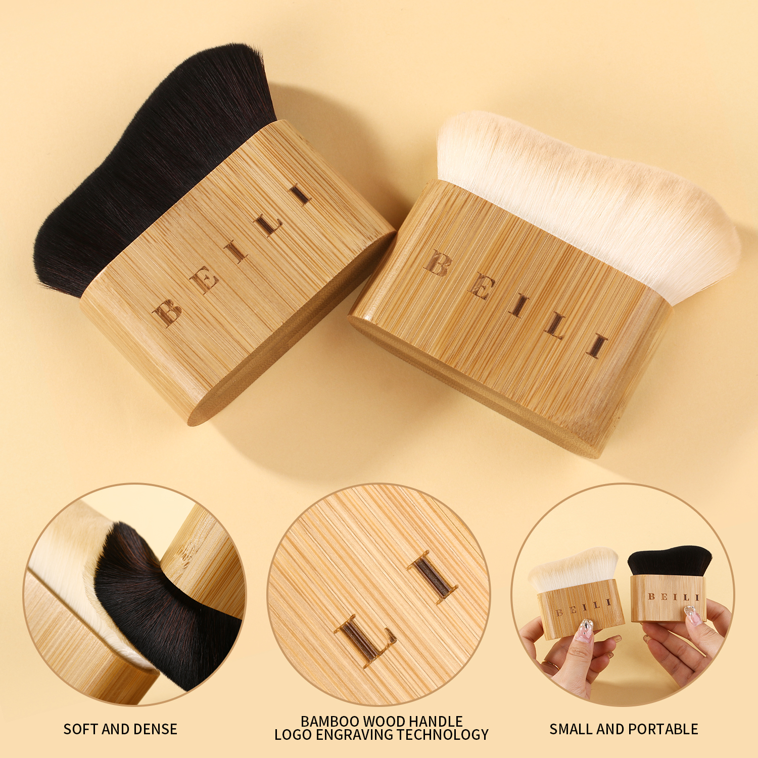 Best Selling Body Makeup Brush Bamboo Handle High Density Vegan Synthetic Hair Face Kabuki Foundation Brush Private Label