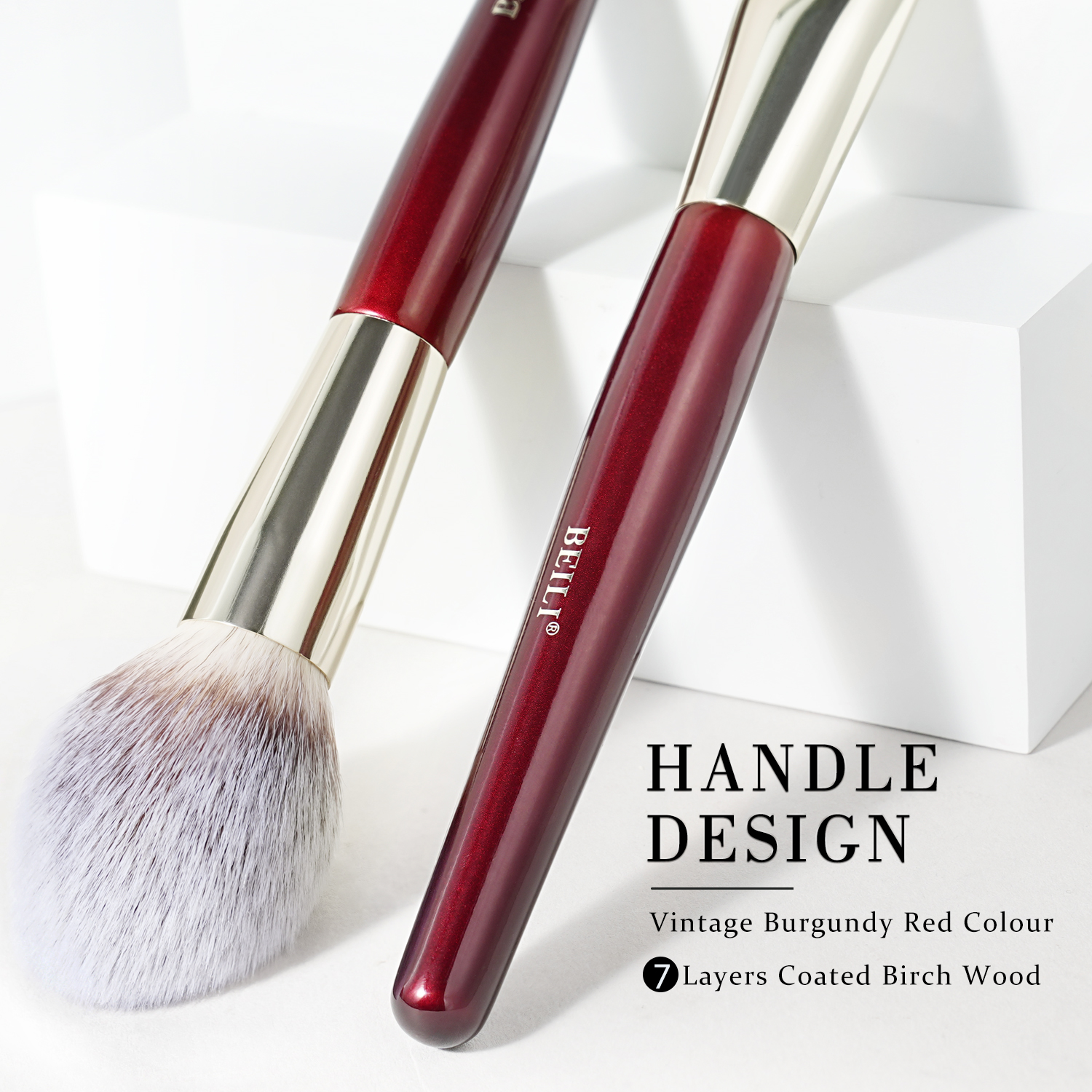 15pcs Glitter Burgundy Red Make up Brushes Vegan Synthetic Hair Travel-Friendly Professional Makeup Brush Kit with Eco Packaging