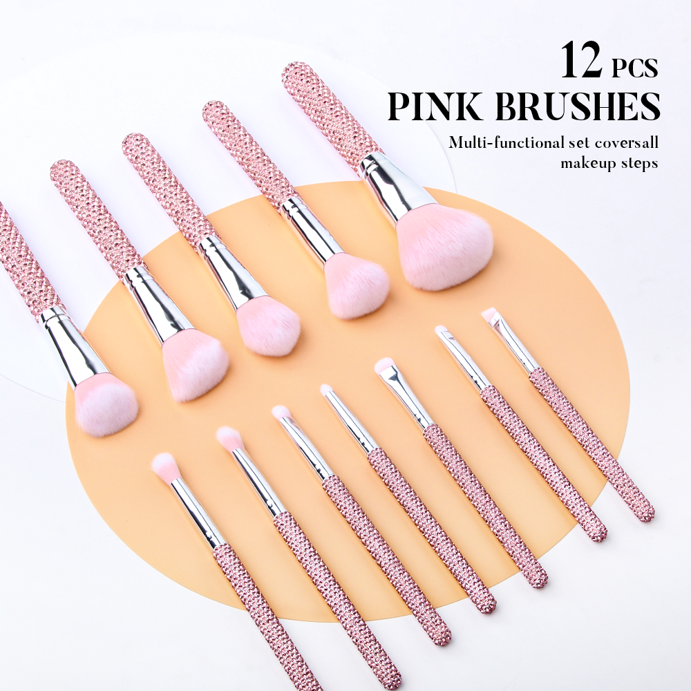 Beauty Tools Makeup Brush Set Accept Private Label Premium Acrylic Cosmetic Brush Set Diamond Handle High Quality Custom logo