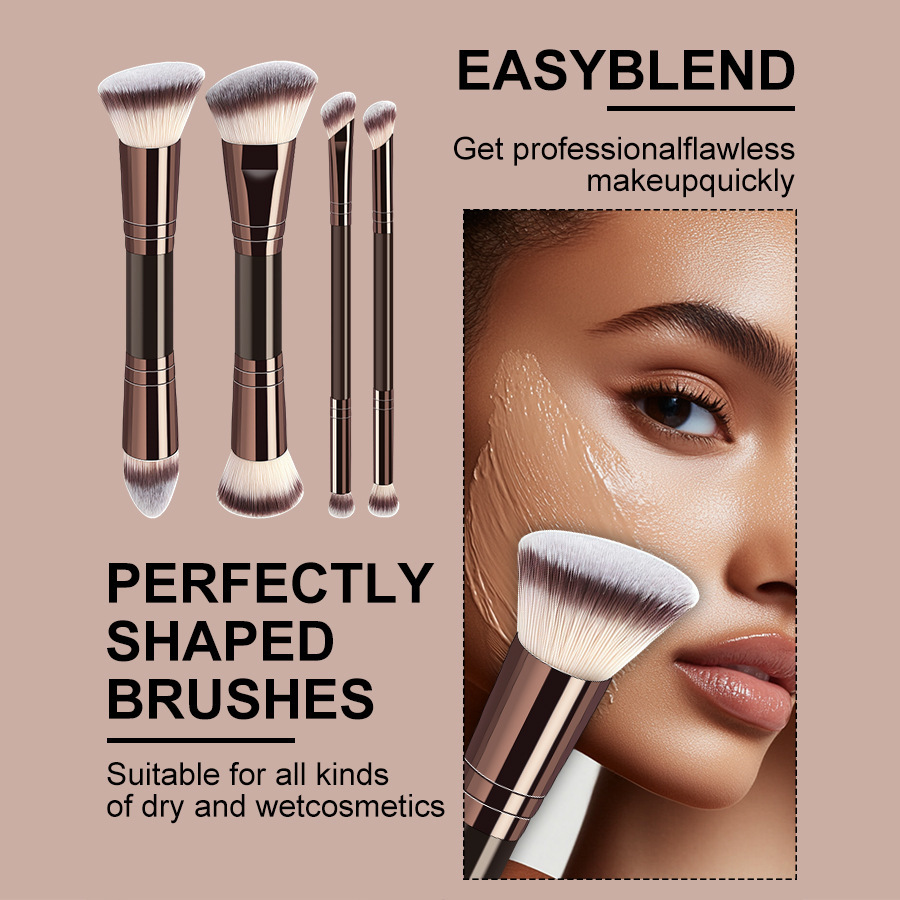 European American Cross-border Dual-head Makeup Brush Set Cushion Foundation Loose Powder Brushes 17-piece Zhejiang-made Beauty