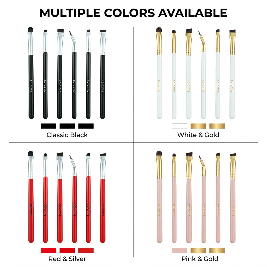 6 Pcs Eye Makeup Brush Set Synthetic Hair Eyeshadow Blending Eyeliner Crease Shader Brushes Vegan Makeup Tools