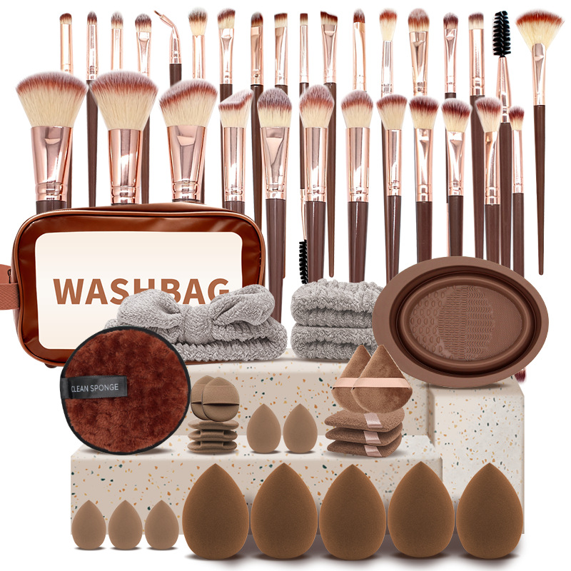 65Pcs Black Professional Makeup Brush Set Plastic Handles Synthetic Hair-Multi-functional Facial Eye Tools Case Customizable