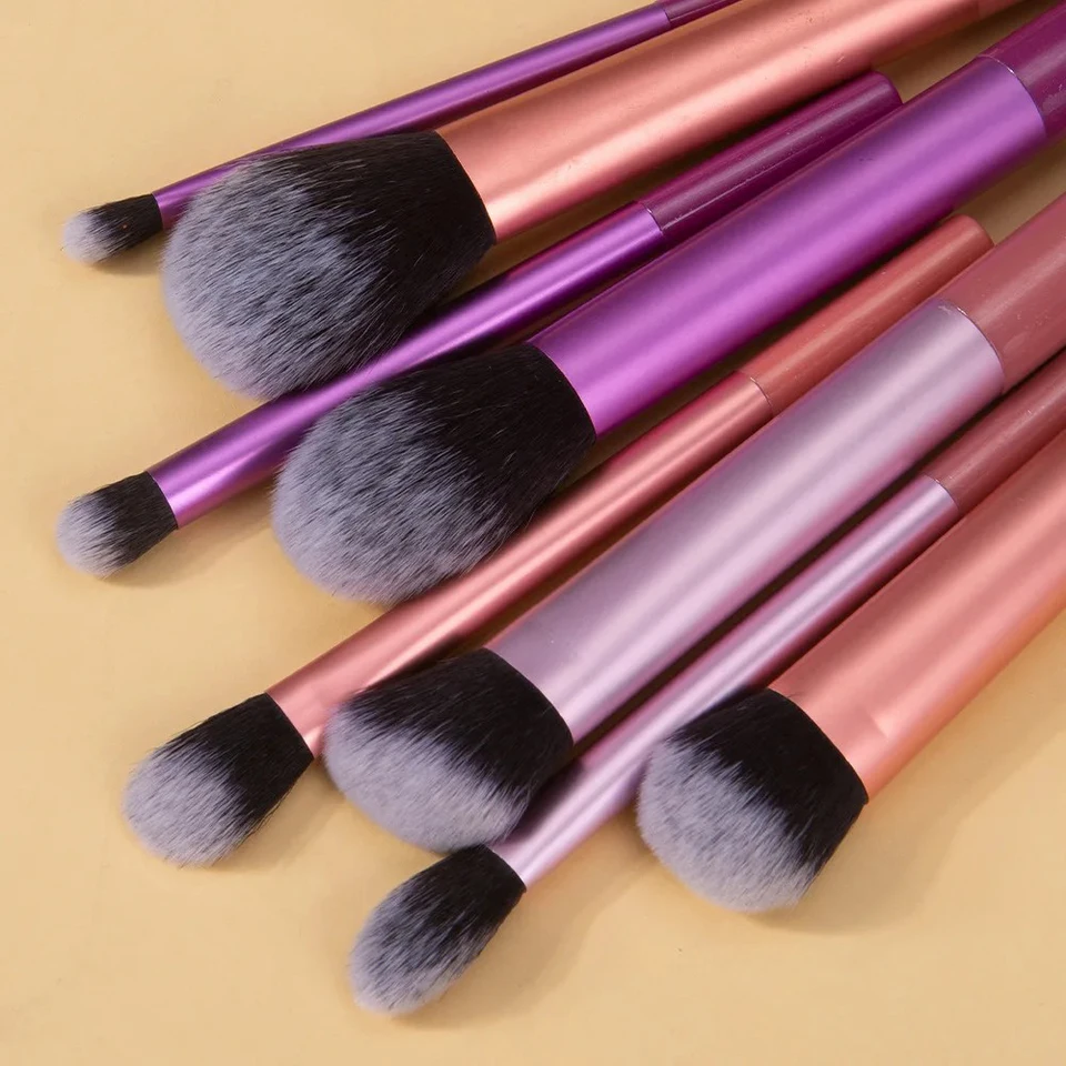 Makeup Brush Kit Soft 8pcs Synthetic Hair Face Foundation Blush Eyeshadow Plastic Handle Cosmetic Tools