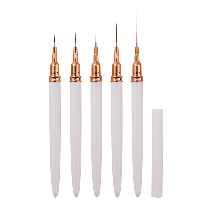 Hot Sale Nail Tech Art Brushes 5pcs Nylon Hair Nail Painting Pen Brush Professional Nail Liner Brushes Sets