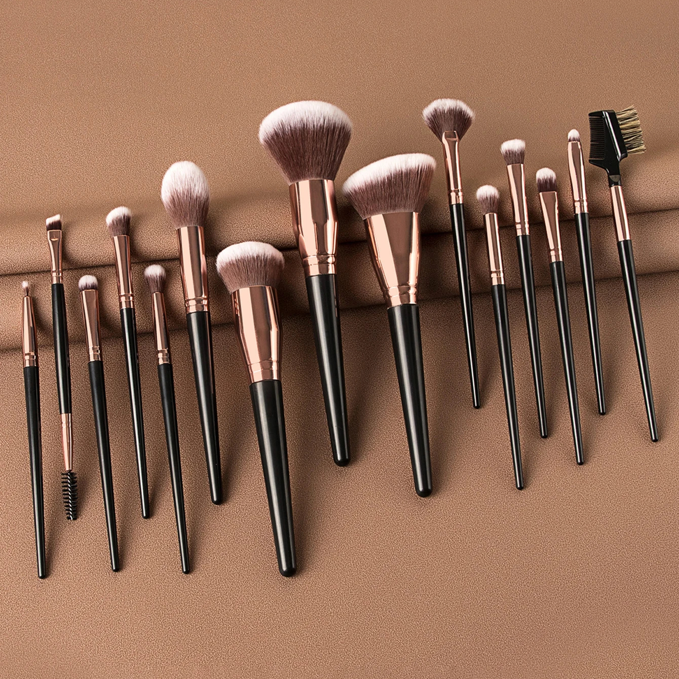 15pcs Makeup Brush Set Wholesale Eye Shadow Face Beauty Make up Tools Private Label Black High Quality Nylon Makeup Brush Set
