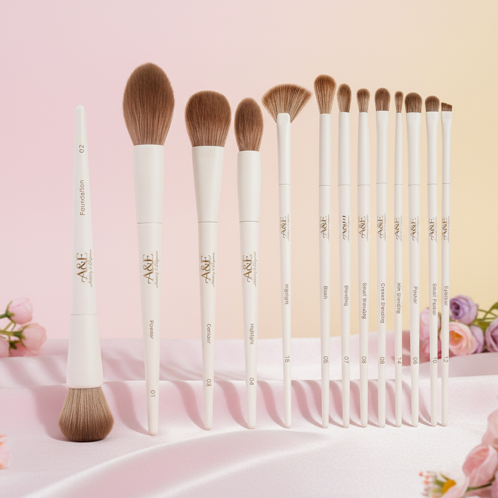 Professional Makeup Brush Set 12 Piece Synthetic Hair Face and Eye Brushes Blush Eyeliner Contour Highlight Foundation