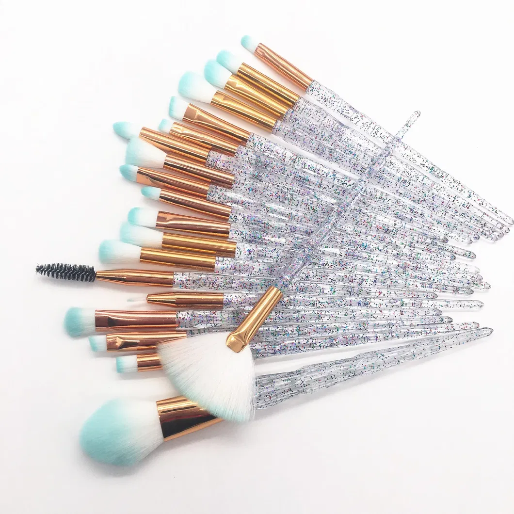 20 PCS Makeup Brush Set Diamond Transparent Handle Eye Shadow Multi-Face Eye Makeup Brush