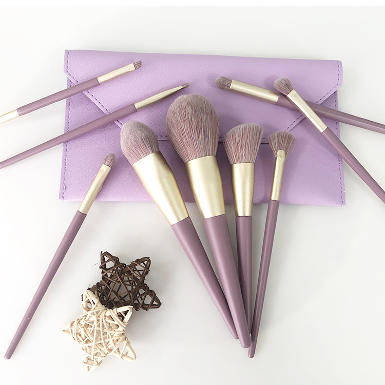 New Arrival Purple Color 9PCS Makeup Brush Set Soft Bristles Eye Shadow Brush Highlight Brush Beginner Beauty Tool