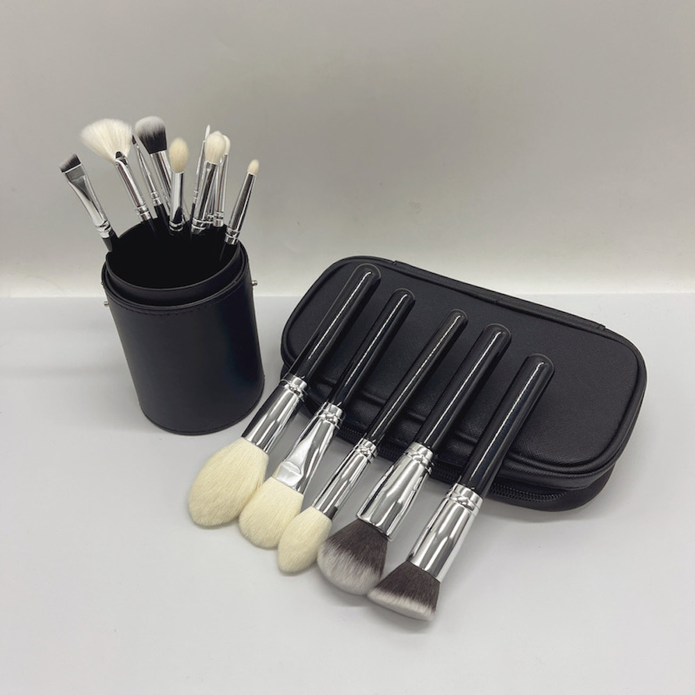 15pcs Wood Handle Makeup Brush Set Goat Natural Hair Professional Cosmetic Private Label Makeup Brushes With Bag