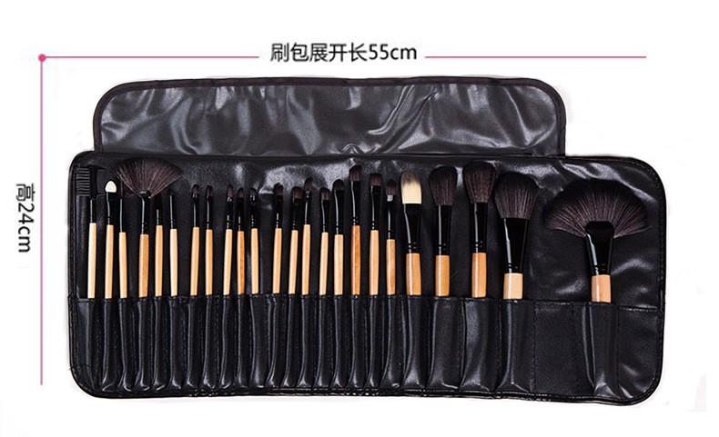 Multi Functional 24pcs pink Black Wooden PU Makeup Brushes Set Tools Complete Set Cosmetic Makeup Brush