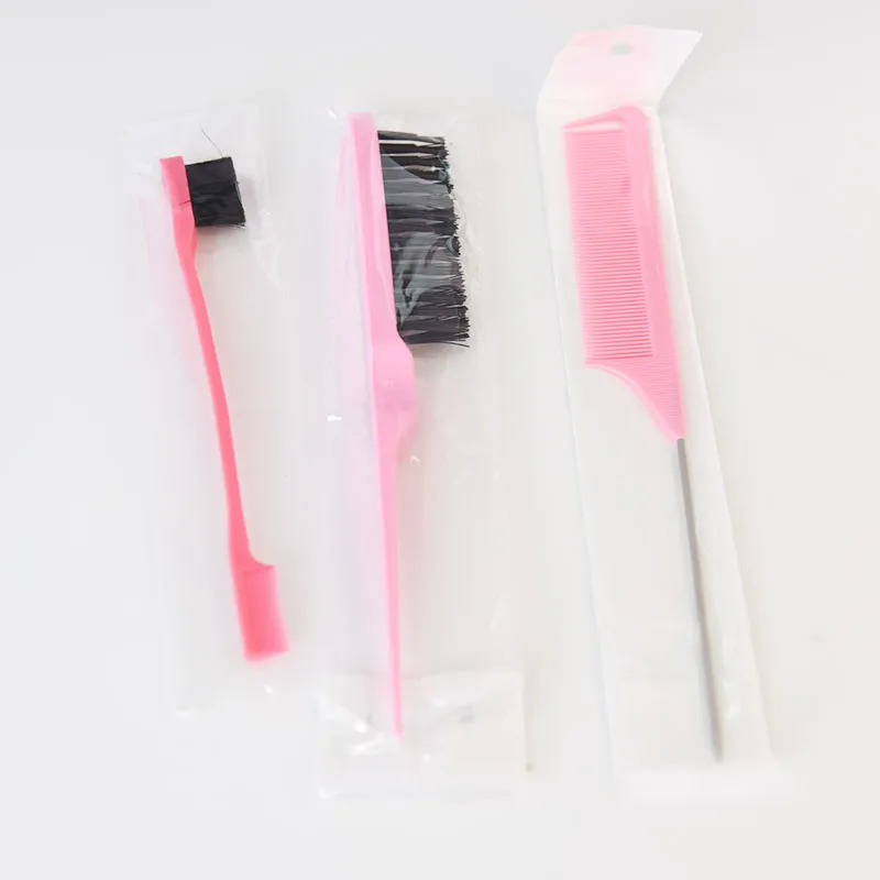 Hair Dressing Tools Pick Dyeing Brush Comb Three Piece Set Modeling Comb Pig Mane Beat Hair Comb Fashion Eyebrow Brush