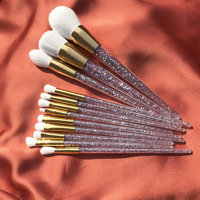Beryl Cosmetics 13pcs pink glitter Sparkle Crystal Makeup Brush Set Wholesale Private Label Diamond Make up Brush Set