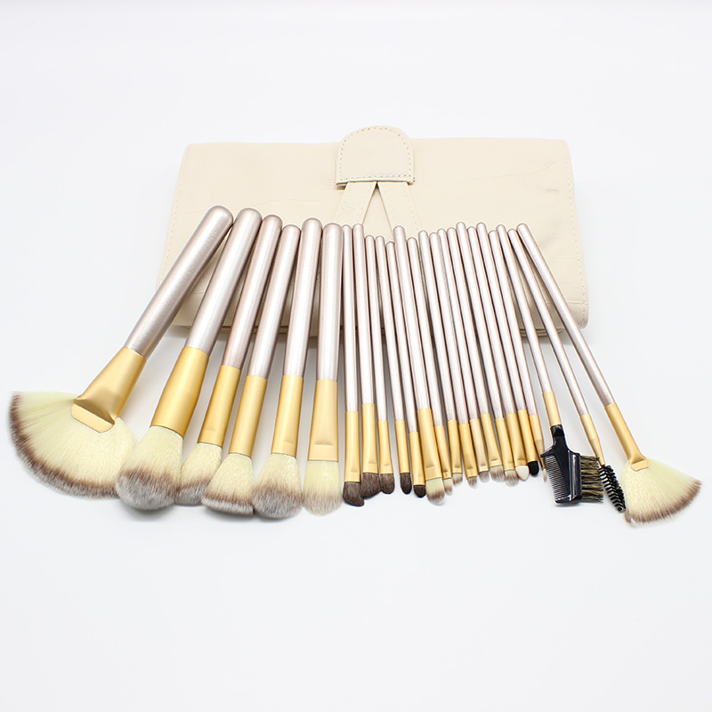 Personalized Unique Luxury 24-Piece Private Label Foundation & Powder Makeup Brushes Set Eye Use Wood Handles Synthetic Hair