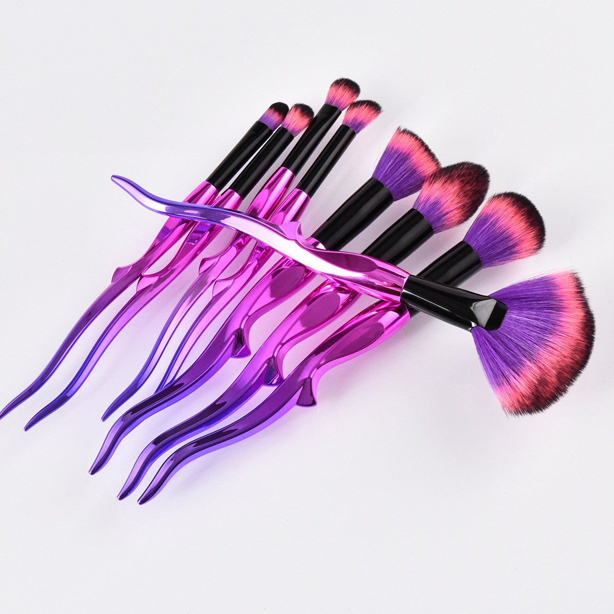 Purple Plating Handle Luxury Makeup Brush Set Makeup Brush Set Free Shipping Brush Crystal Holder for Face and Eyes Makeup Kit