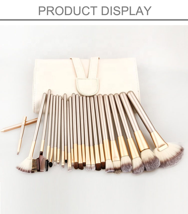 Personalized Unique Luxury 24-Piece Private Label Foundation & Powder Makeup Brushes Set Eye Use Wood Handles Synthetic Hair