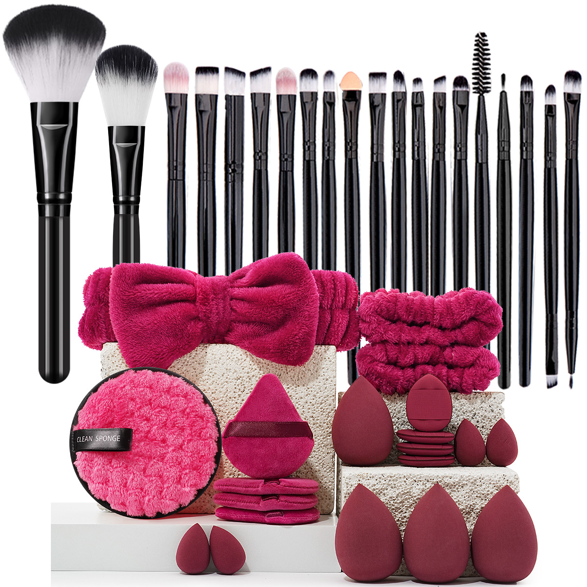 40PC Synthetic Hair Beauty Tools Large Combination Set Face Makeup Brush Full Set Angular Blush