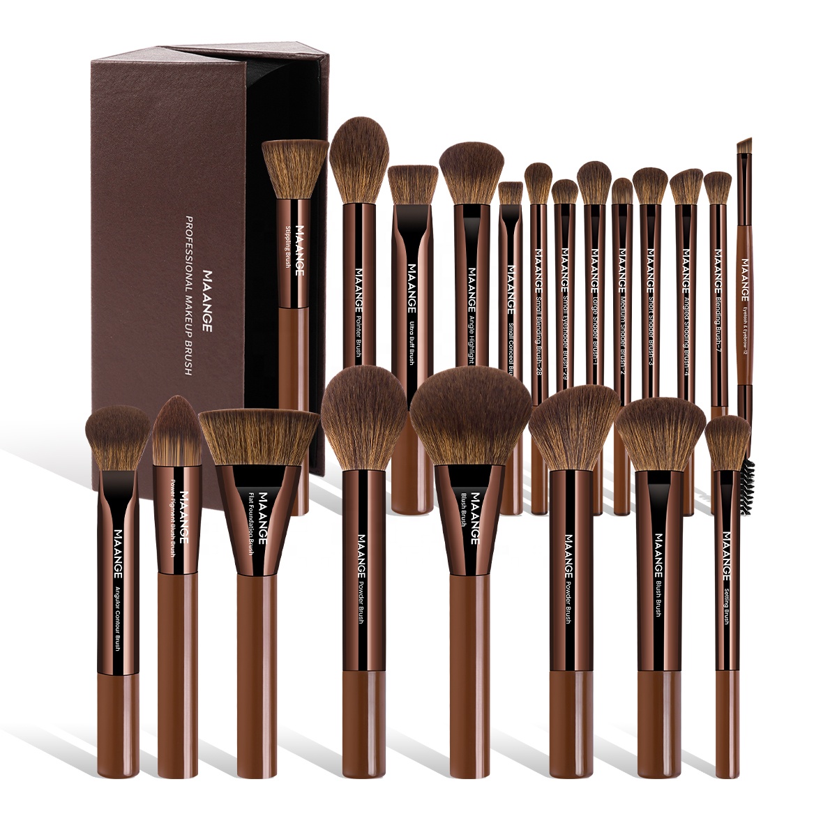 MAANGE Professional Makeup Brush Wholesale Customized Logo 21pcs Synthetic Vegan Professional Facial Makeup Brush Set