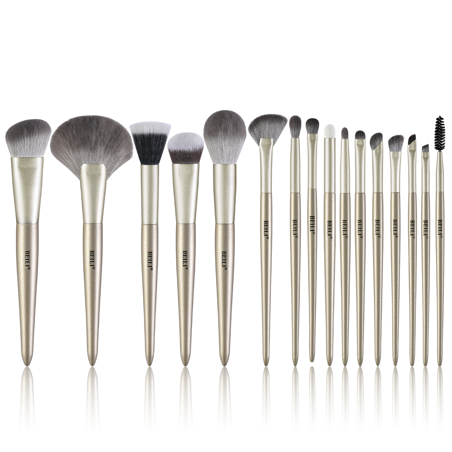 New Arrivals Private logo 16pcs Premium Makeup Tools champagne Color Vegan Makeup Brush Sets