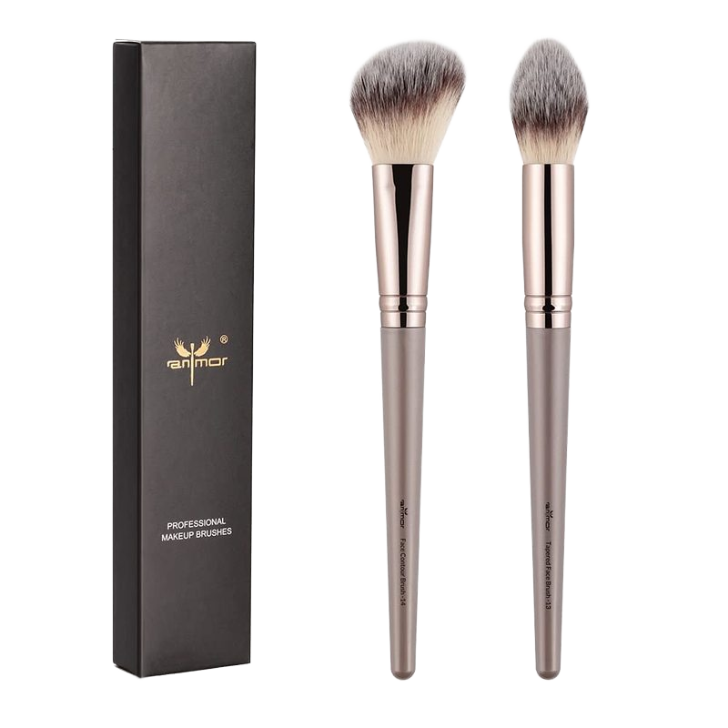 Premium Professional Makeup Brush Set Starry Black Wooden Handle Synthetic Hair Fan Style Foundation Concealer Eyeliner for Face