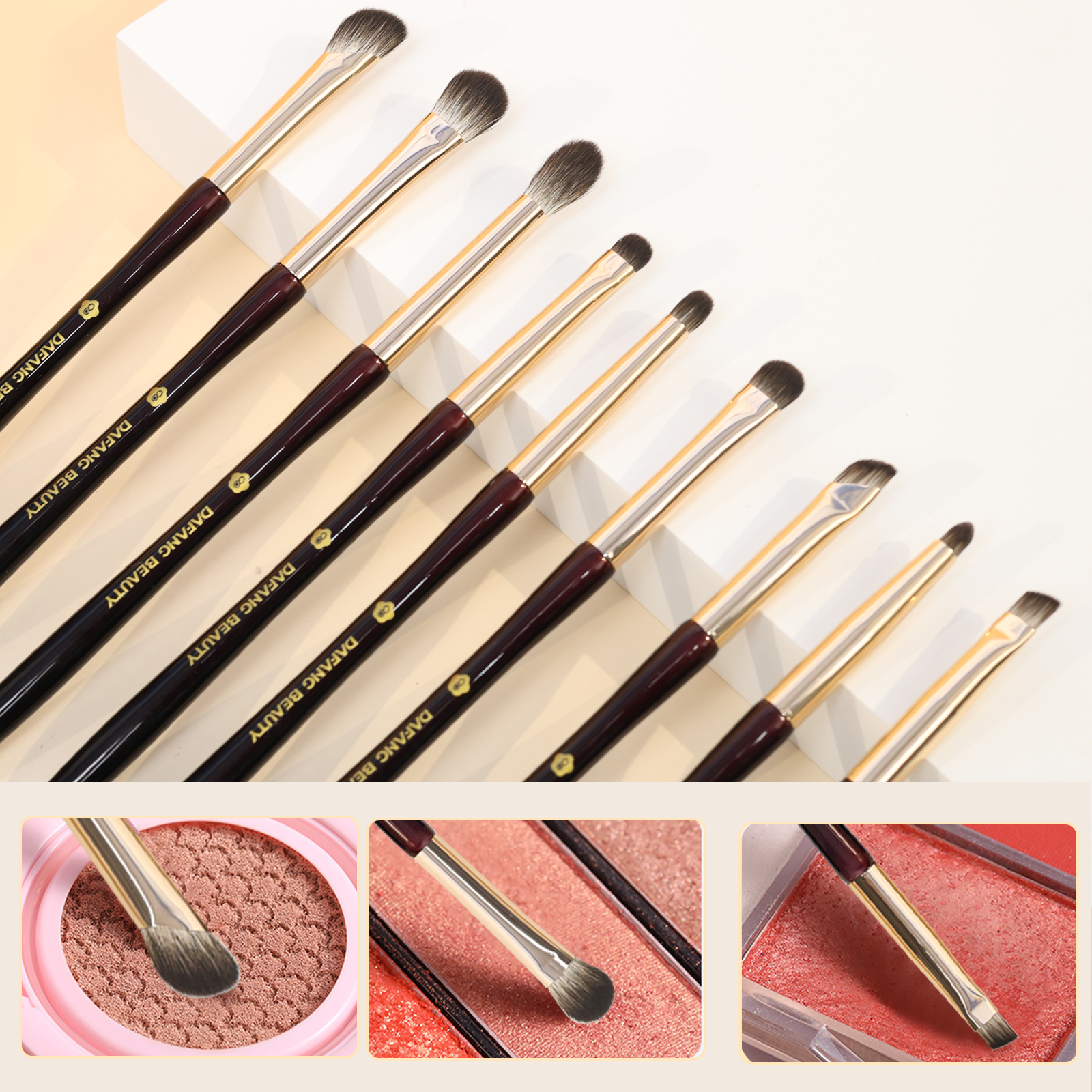 Burgundy Handle Cosmetic Brushes
