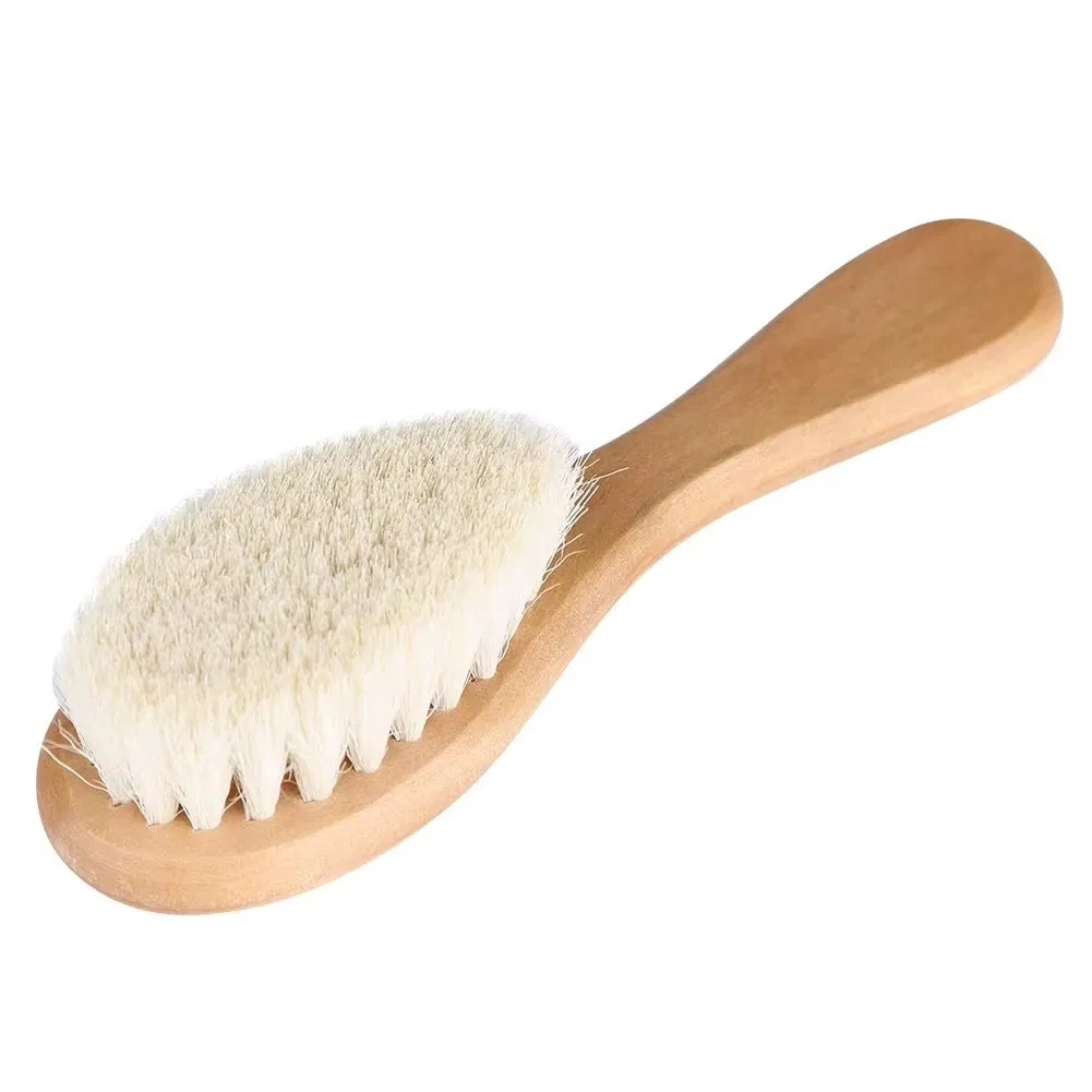 Custom Natural Wool Brush Wooden Baby Hair Brush, High Quality Brushes Set Newborns Gift