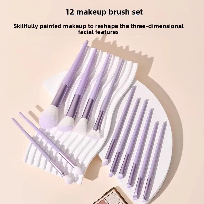 12-Piece Portable Soft-Bristle Makeup Brush Set for Face Premium Blush Loose Powder Eyeshadow Eyeliner &amp; Beauty Tools