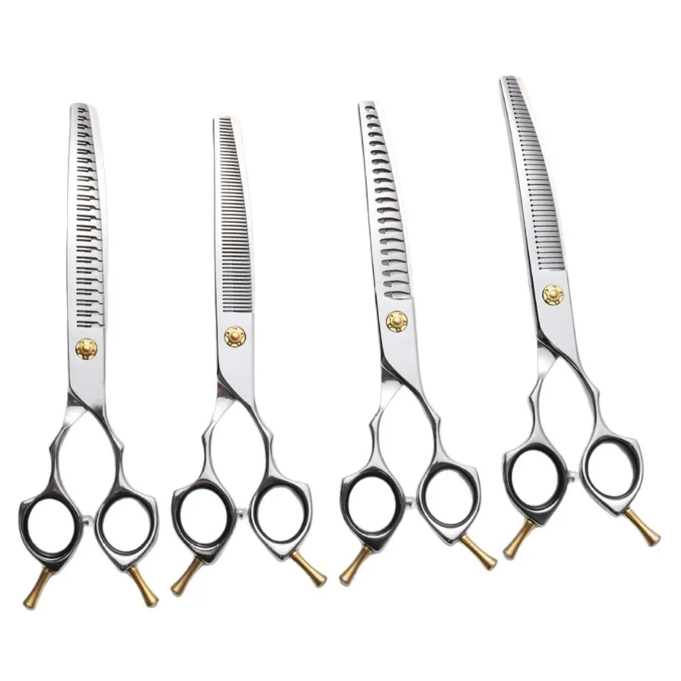 Japan 440c Curved Stainless Steel Pet Grooming Scissor Shear Set