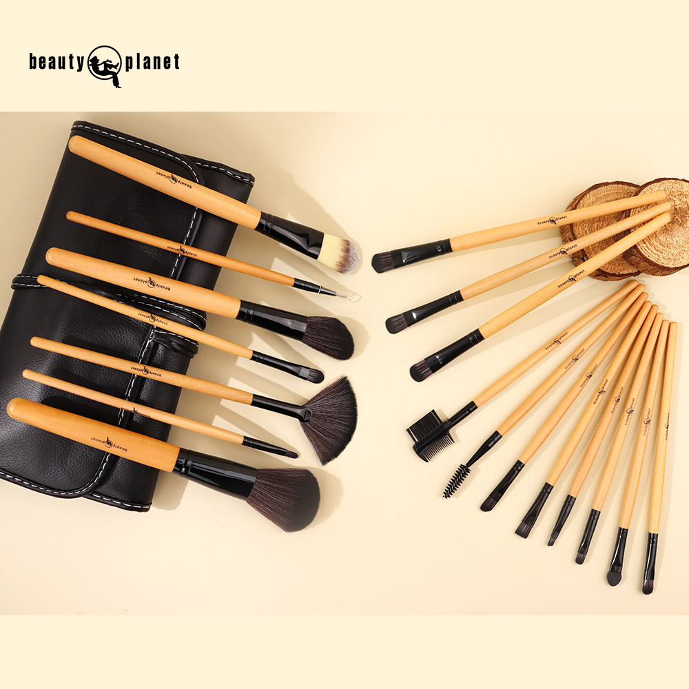 Beauty Plane 18pcs Blush Private Label Set High Quality Synthetic Hair Flat Fan Face Eyeliner Foundation Makeup Brush Set