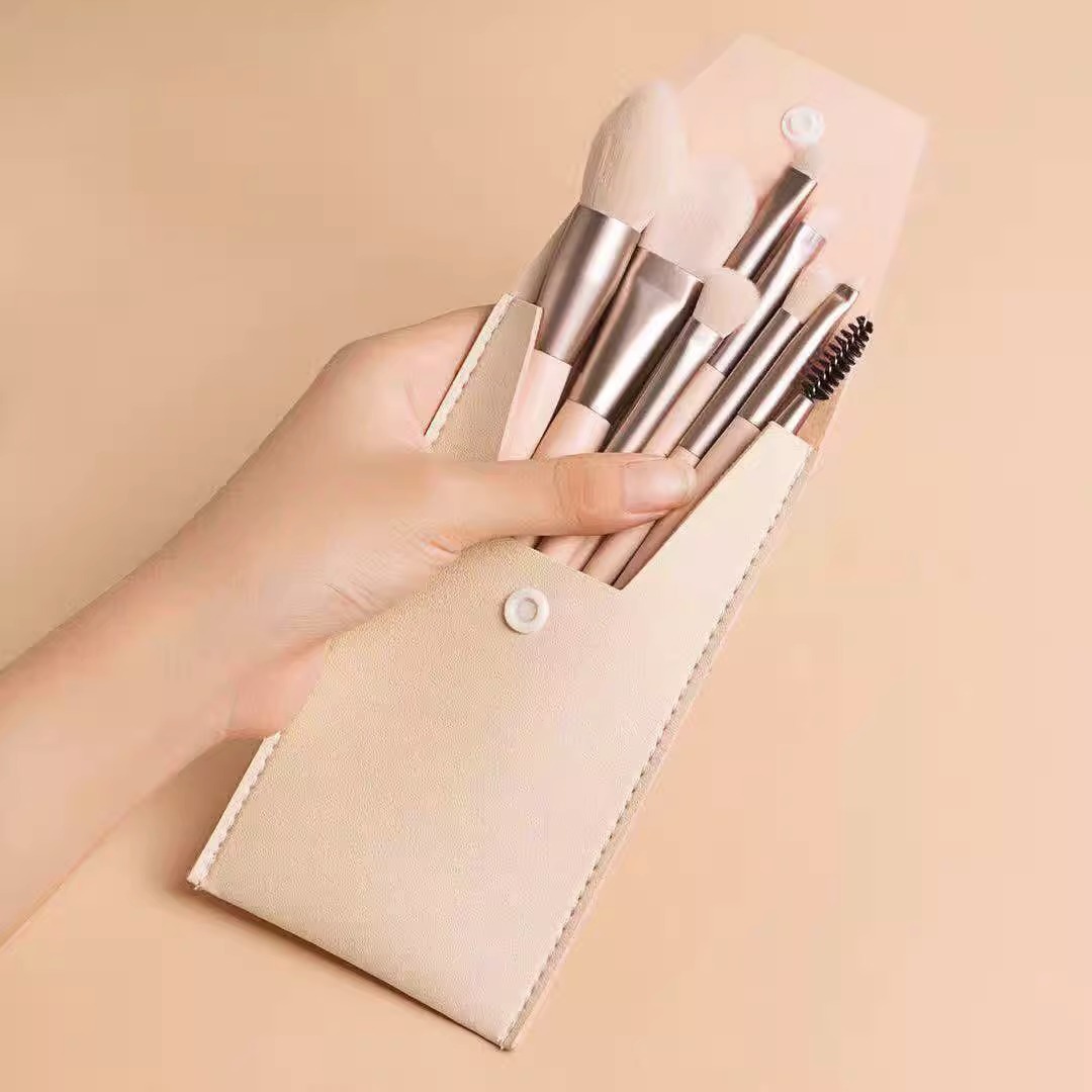 Wholesale Professional 8Pcs Travel Mini Makeup Brush With PU Bag