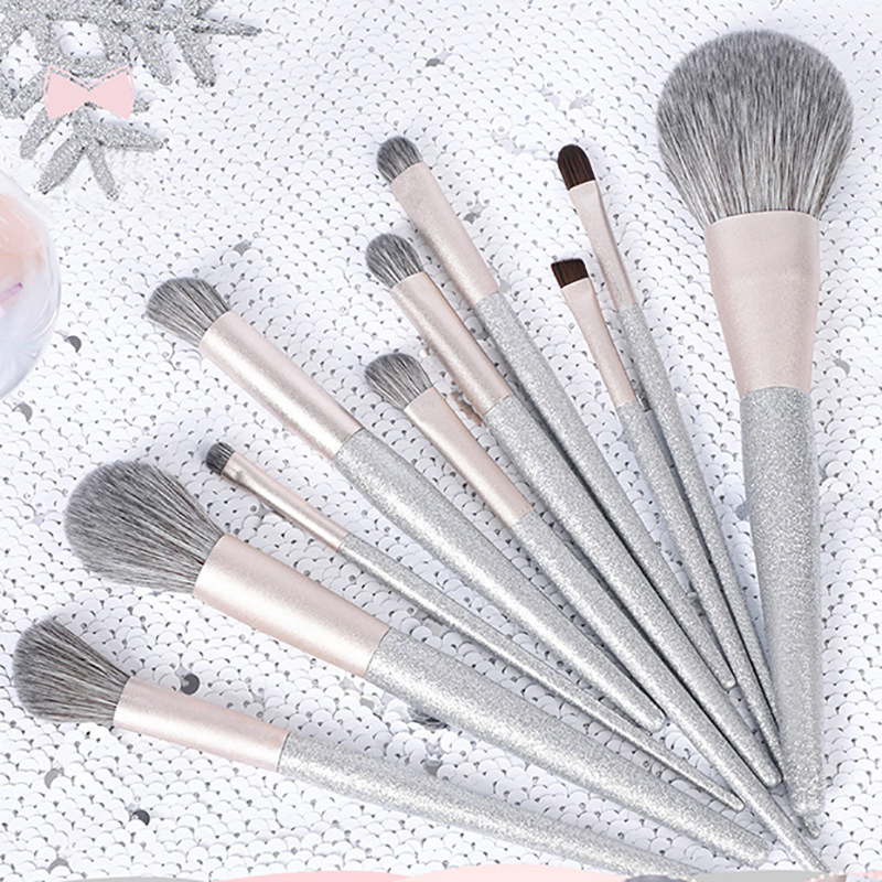 OEM Custom Cosmetic 10PCS Travel Luxury Private Label Face Eye Soft Dense Synthetic Hair Wood Handle Cosmetic Makeup Brushes Set