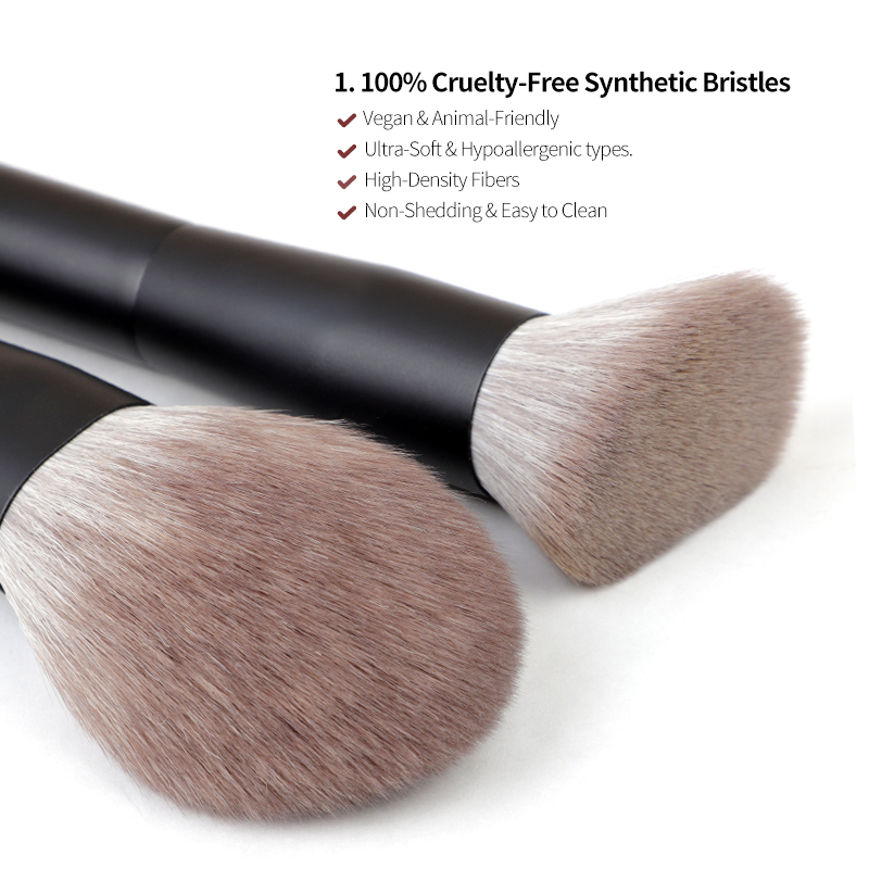 DIAS Custom Logo Private Label Angular Blush Fan Styles Cosmetic 8-Piece Vegan Synthetic Hair Wood Handle Makeup Brush Set