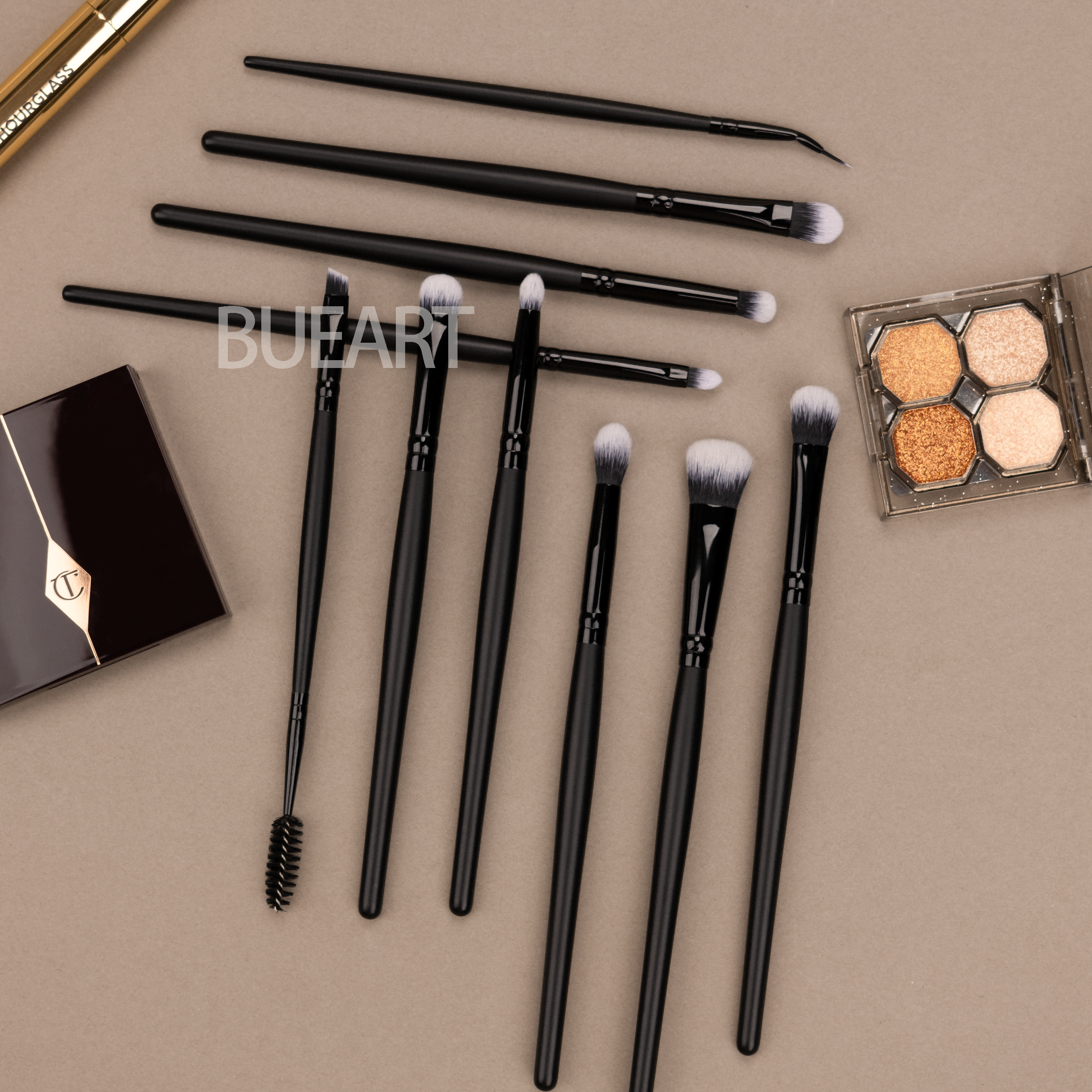 DailyQueen ELF 16pcs High Quality Matte Black Wood Handle Nano Hair Concealer Brushes High Quality Custom logo