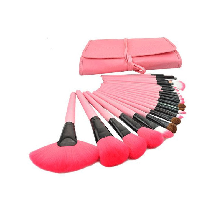 Multi Functional 24pcs pink Black Wooden PU Makeup Brushes Set Tools Complete Set Cosmetic Makeup Brush