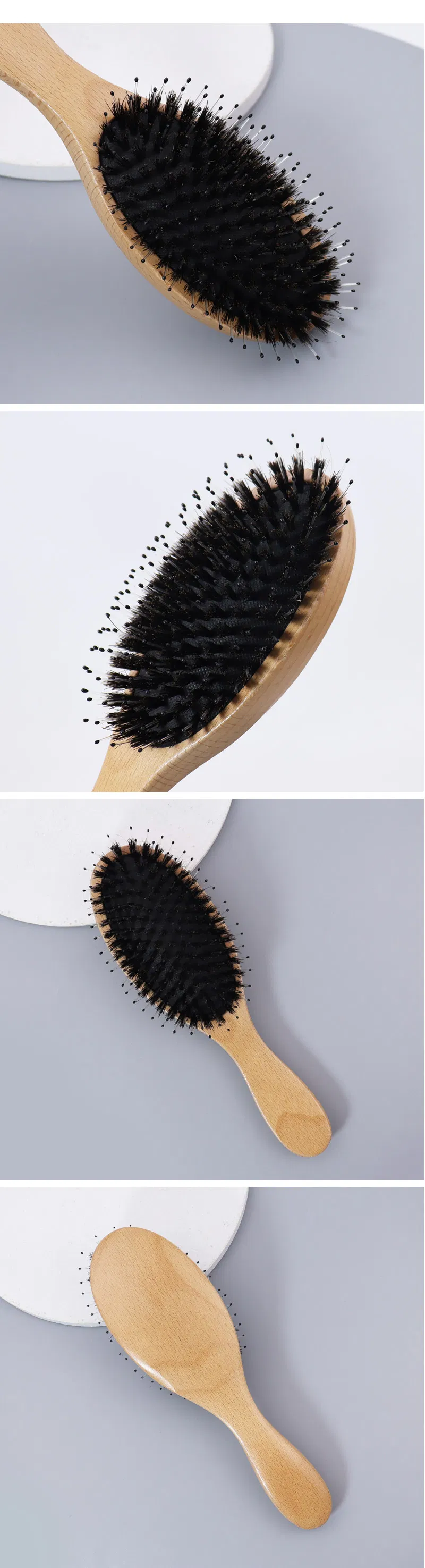 Natural Bamboo Comb Hair Brush Detangling Scalp Massage Detail 6