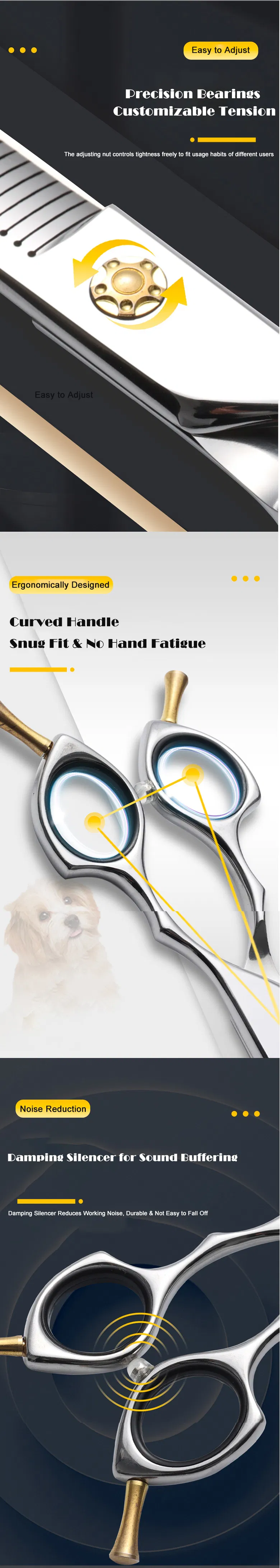 Japan 440c Curved Stainless Steel Pet Grooming Scissor Shear Set