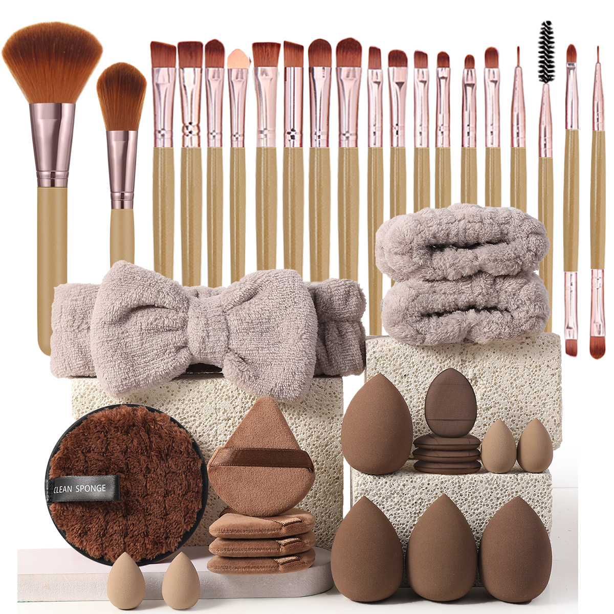 40PC Synthetic Hair Beauty Tools Large Combination Set Face Makeup Brush Full Set Angular Blush