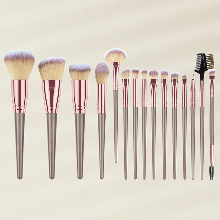 Best Selling Quality Assurance 15pcs Champagne Gold Makeup Cosmetic Brushes Kits Private Label Eye Makeup Brushes